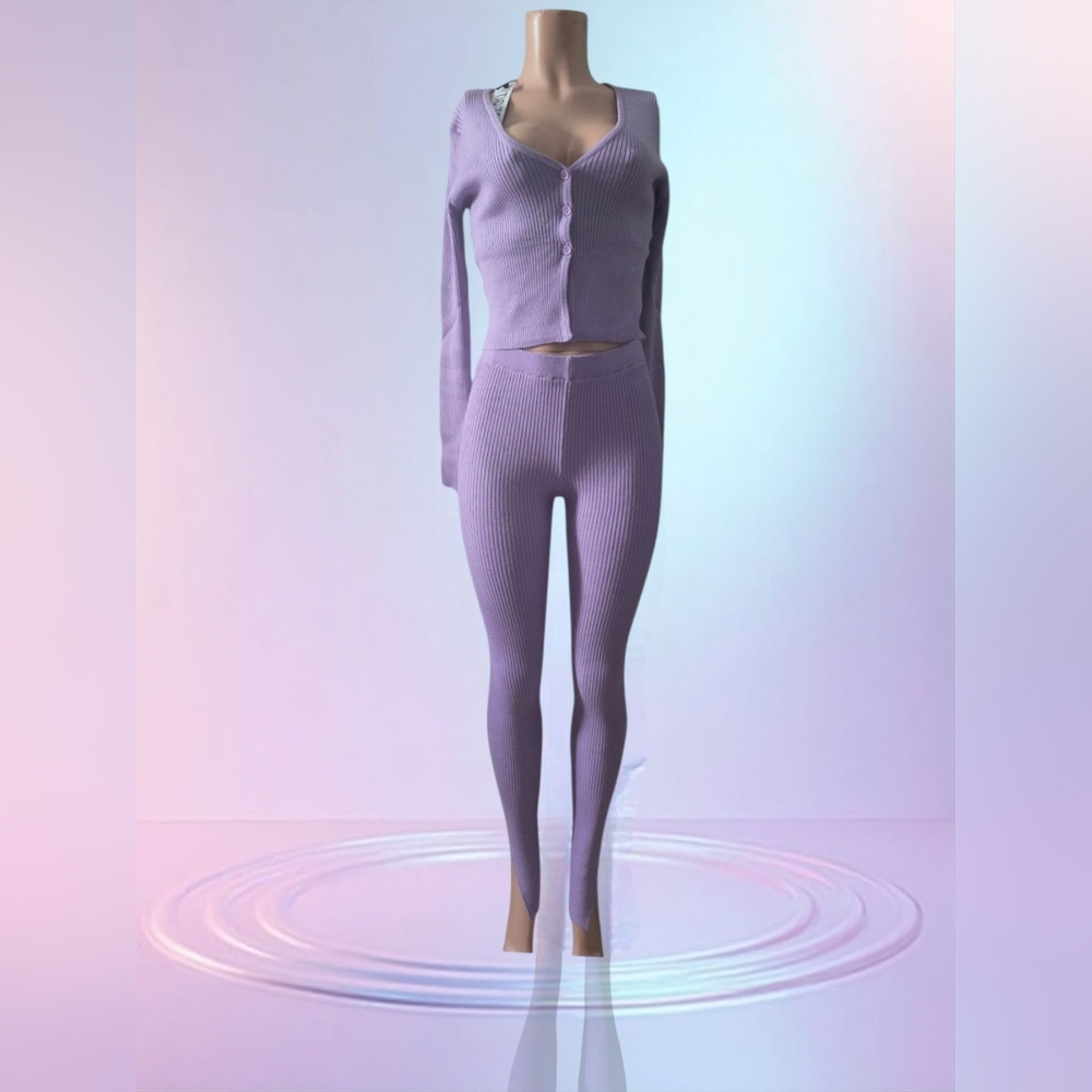 Lavender Ribbed Knit Women's Jumpsuit